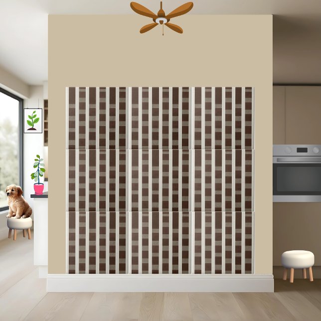 Brown and White Gingham Chequered Pattern Tile (Creator Uploaded)