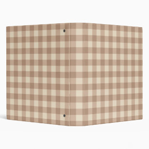 Brown and White Gingham Plaid Pattern Binder