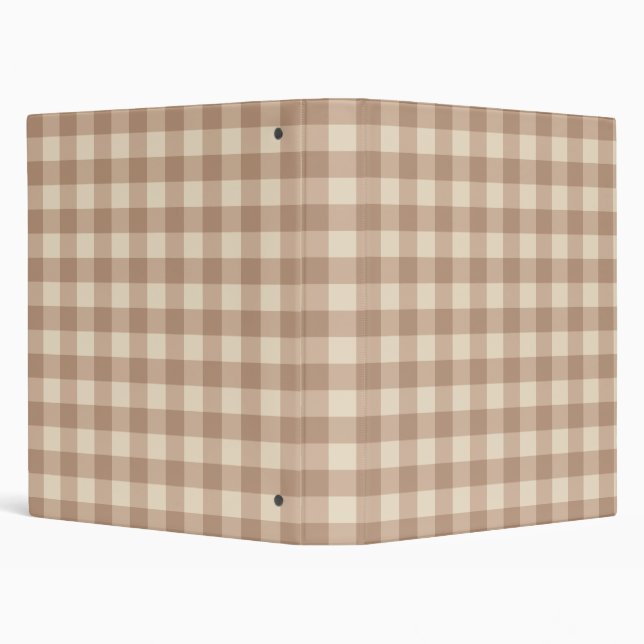 Brown and White Gingham Plaid Pattern Binder (Background)