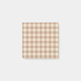 Brown and White Gingham Plaid Pattern Post-it Notes