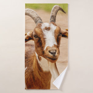 Brown and White Goat Bath Towel