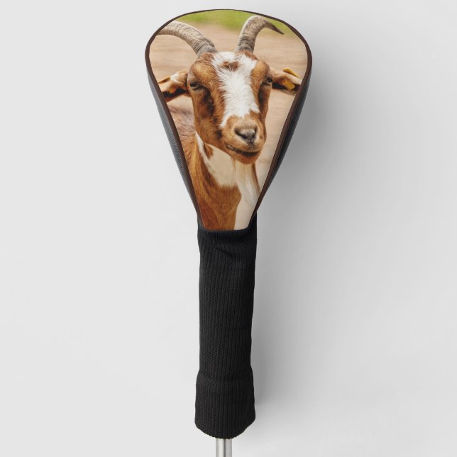 Brown and White Goat Golf Head Cover (Front)