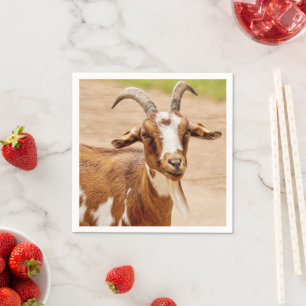 Brown and White Goat Napkin