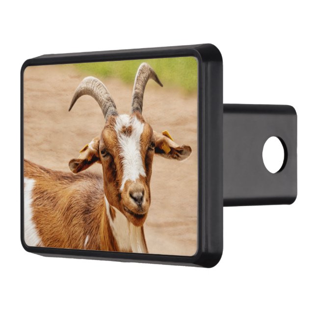 Brown and White Goat Trailer Hitch Cover (Left)