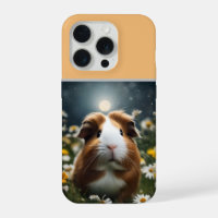 Brown And White Guinea Pig Moon And Daisies,