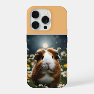 Brown And White Guinea Pig Moon And Daisies, iPhone 15 Pro Case