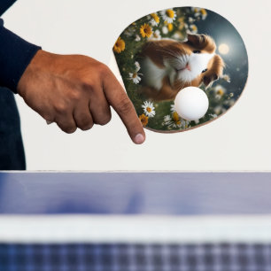 Brown And White Guinea Pig Moon And Daisies, Ping Pong Paddle