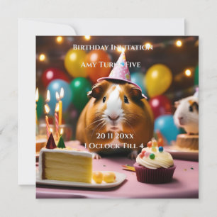 Brown And White Happy Birthday Guinea Pig, Save The Date