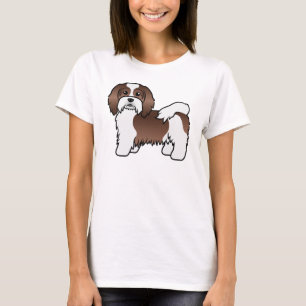 Brown And White Havanese Cute Cartoon Dog T-Shirt
