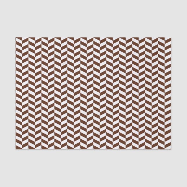 Brown and White Herringbone Tissue Paper (Front)