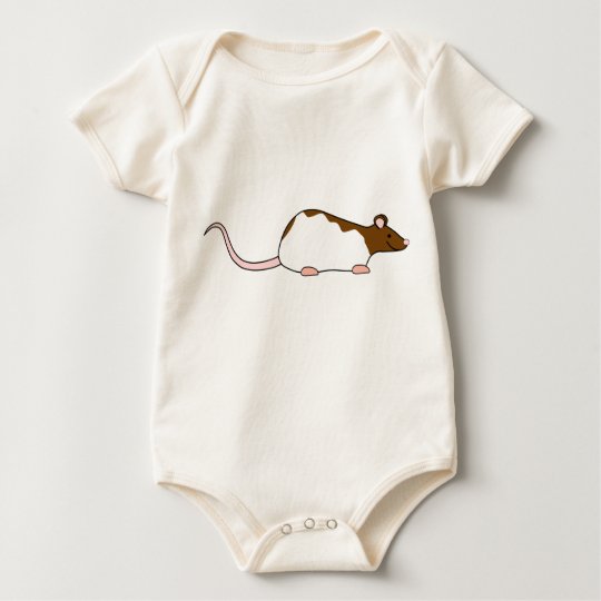 Brown and White Hooded Pet Rat. Baby Bodysuit