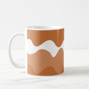 Brown and white horizontal waves pattern coffee mug