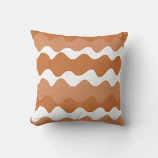 Brown and white horizontal waves pattern throw pillow