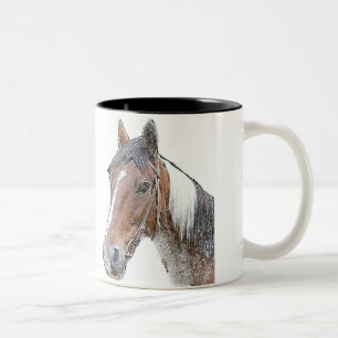 Brown and White Horse Two-Tone Coffee Mug