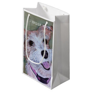 BROWN AND WHITE JACK RUSSELL SMALL GIFT BAG