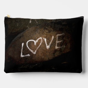 Brown and White LOVE Accessory Pouch