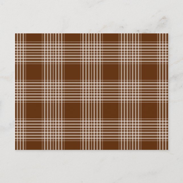 Brown and White Plaid Tartan Pattern Postcard (Front)