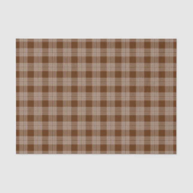 Brown and White Plaid Tartan Pattern Tissue Paper (Front)