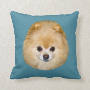 Brown and White Pomeranian Dog Throw Pillow