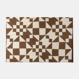 Brown and white quilt doormat