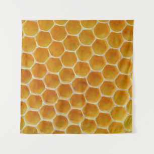 Brown and white square pattern tapestry