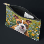 Brown And White Staffordshire Puppy Acrylic Art, Accessory Pouch<br><div class="desc">Pictured In A Field Of Daisies Is A Brown And White Staffordshire Puppy In A Acrylic Art Design.</div>