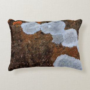 Brown and white stone fragment accent pillow