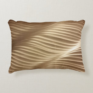 BROWN AND WHITE STRIPED TEXTILE ACCENT PILLOW