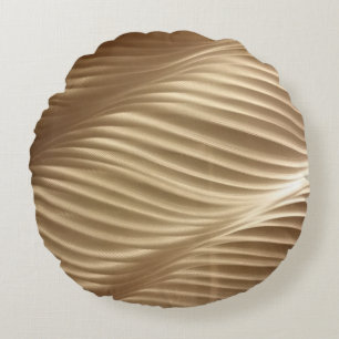 BROWN AND WHITE STRIPED TEXTILE ROUND PILLOW
