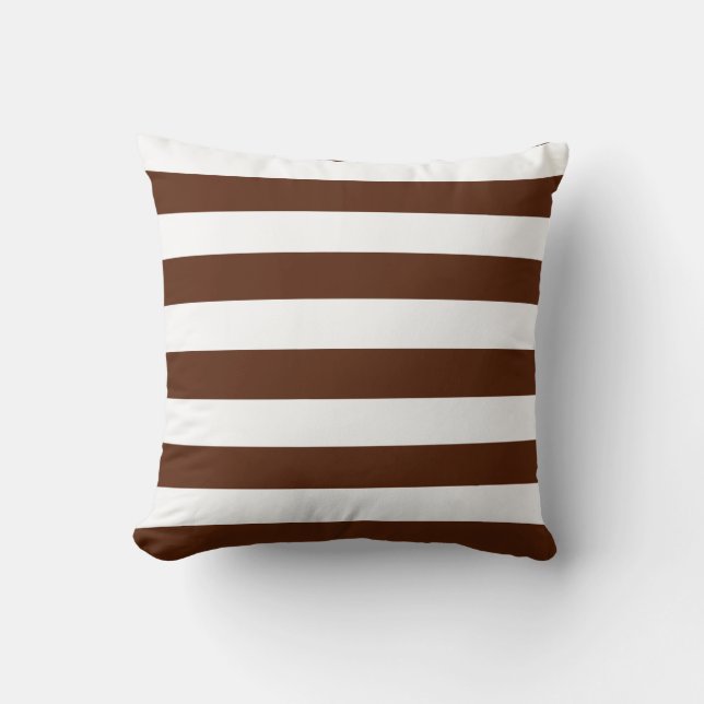 Brown and White Stripes Throw Pillow (Front)
