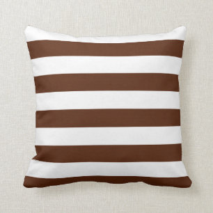 Brown and White Stripes Throw Pillow