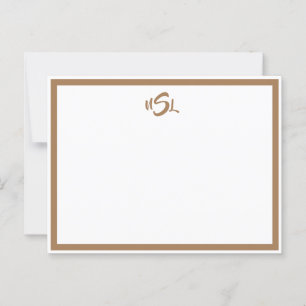 Brown and White Stylish Bordered Note Card
