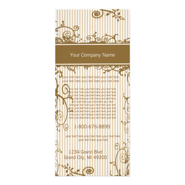 Brown and White Swirled Striped Rack Card (Front)