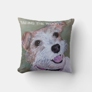 BROWN AND WHITE TERRIER MIX TOSS PILLOW