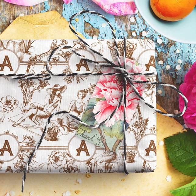 Brown and White Toile Tissue Paper (Creator Uploaded)