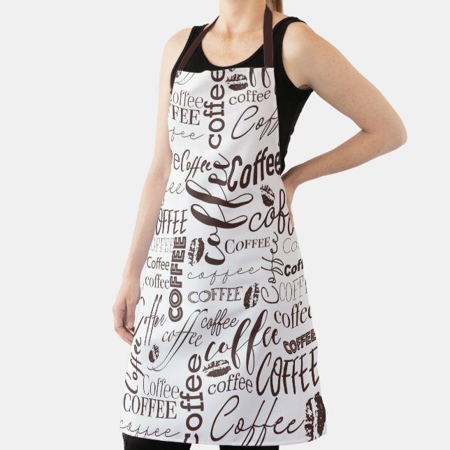 Brown And White Typography Coffee Design Apron (Insitu)