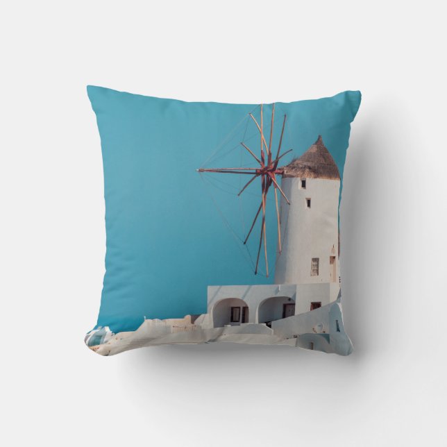 Brown and white windmill throw pillow (Front)