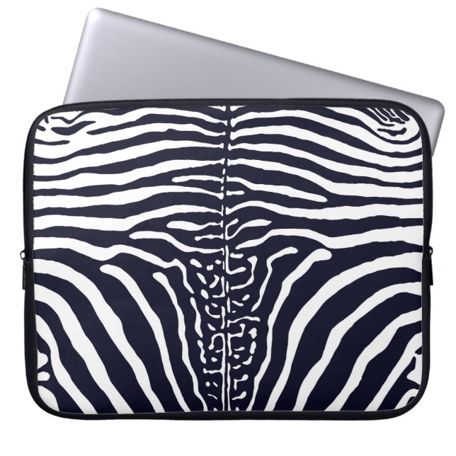Brown and White Zebra Print  Laptop Sleeve (Front)
