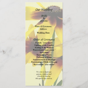 Brown and Yellow Black Eyed Susans Wedding Program
