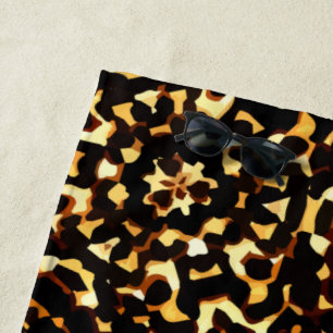 brown and yellow geometric leopard inspired ethnic beach towel