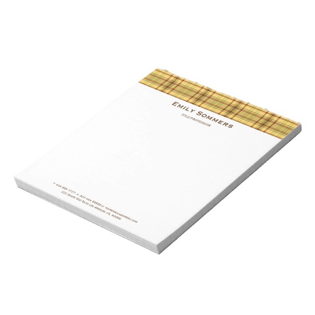 Brown And Yellow Plaid Notepad (Rotated)