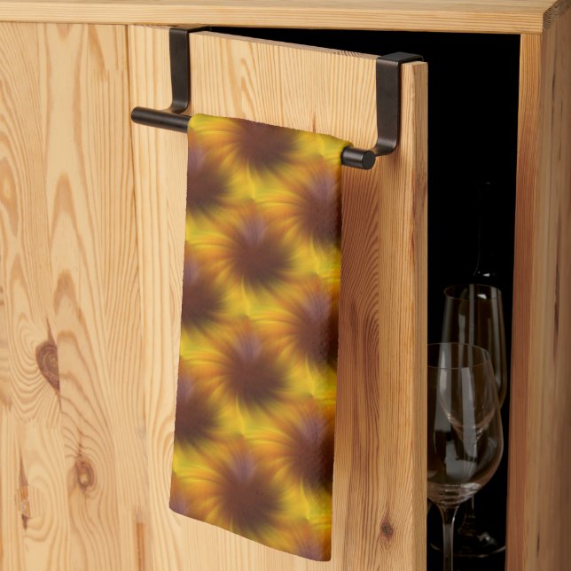 Brown And Yellow Swirl Abstract Pattern     Kitchen Towel (Thirds Fold)