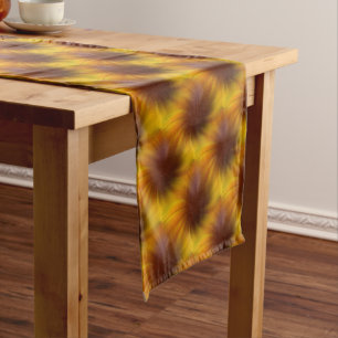 Brown And Yellow Swirl Abstract Pattern    Short Table Runner