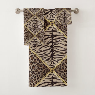 Brown Animal Print Towel Set