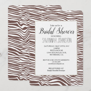 Brown Animal Zebra Print Stripes Bridal Shower Invitation