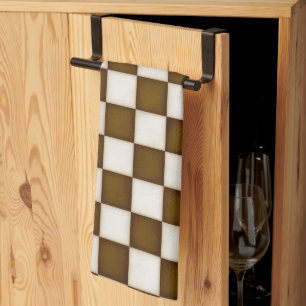 Brown & Antique White Chequered Kitchen Towel
