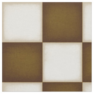 Brown & Antique White Chequered (large scale) Fabric