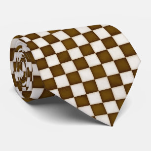Brown & Antique White Chequered Tie