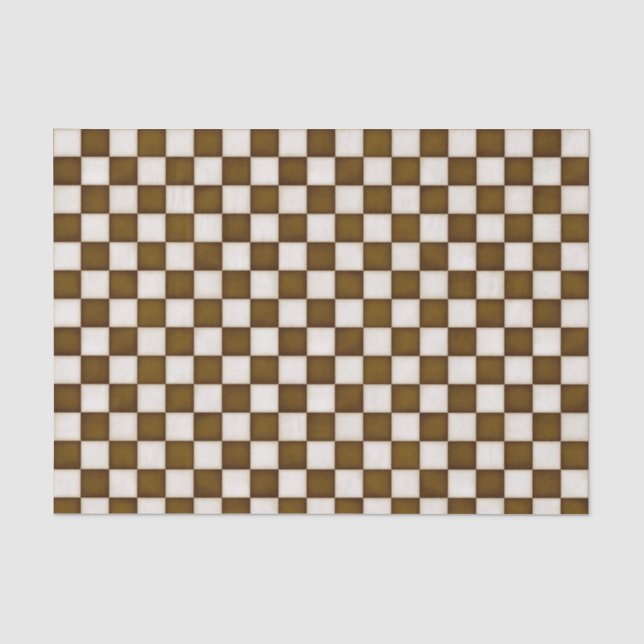 Brown & Antique White Chequered Tissue Paper (Front)