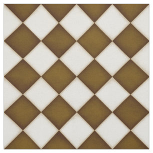 Brown & Antique White Diamonds (medium scale) Fabric